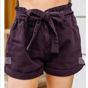 Plum Paperbag Shorts